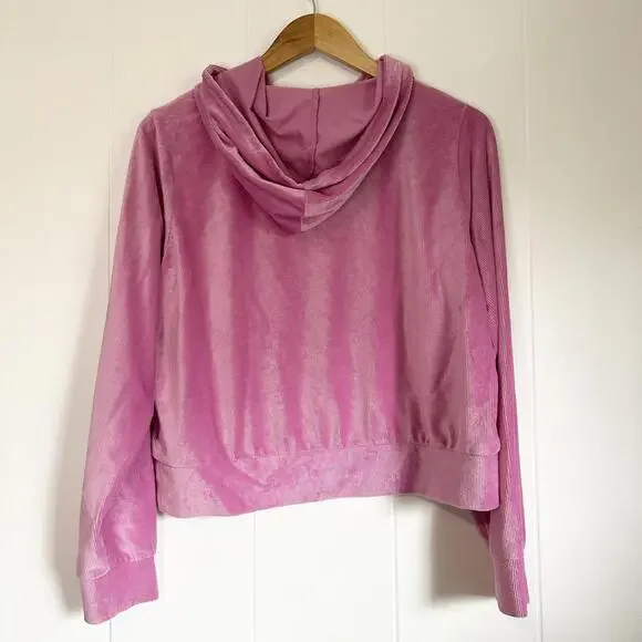 Juicy Couture Pink Velour Velvet Pullover Hoodie Sweatpants Set Women's Large - Picture 3 of 8